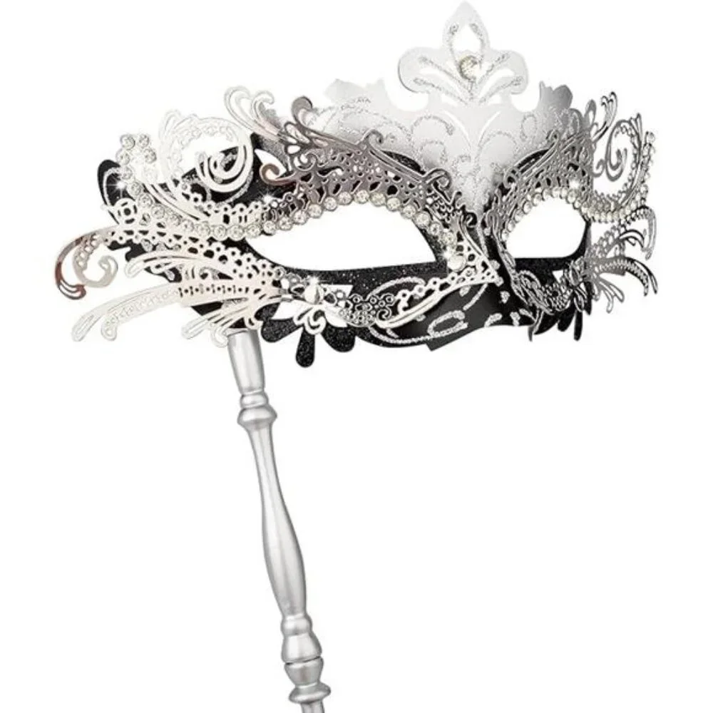Masquerade Mask with Stick, Mardi Gras Deecorations Venetian Masks